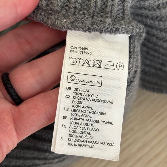 H&M Cardigan Sweater Womens Small Gray Ribbed Open Grandpa Fisherman Lounge Cozy - Picture 9 of 9